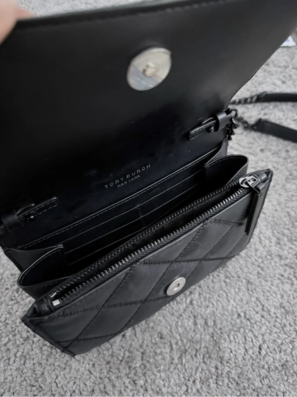 Tory Burch Black Quilted Leather Chain Crossbody